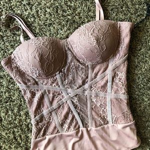Lace bodice mauve bodysuit